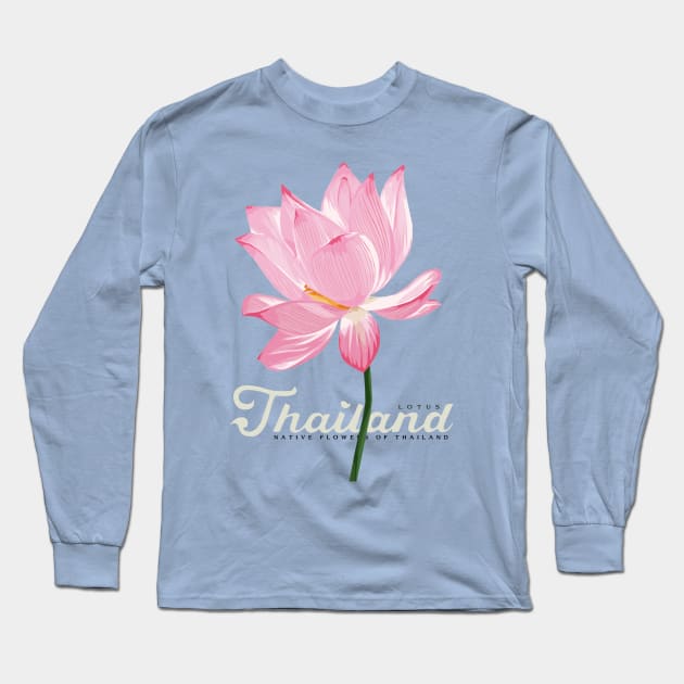 Lotus Native Flowers of Thailand Long Sleeve T-Shirt by KewaleeTee